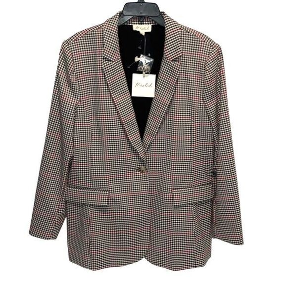 Marled Womens Notched Lapel One Button Lined‎ Blazer Jacket Multicolor XL NWT - Picture 1 of 7